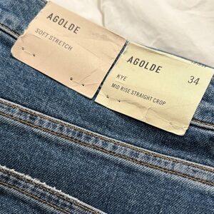 Agolde Kye Mid Rise Straight Crop Jeans - Blue